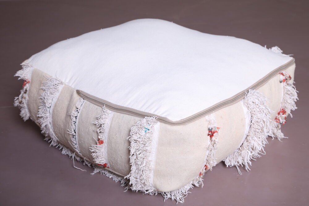 Handmade Moroccan Wedding Blanket Pouf - Image 6