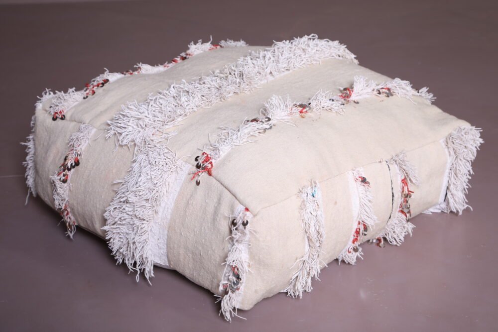 Handmade Moroccan Wedding Blanket Pouf - Image 4