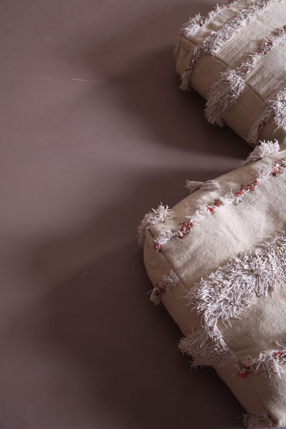 Handmade Moroccan Wedding Blanket Pouf - Image 5