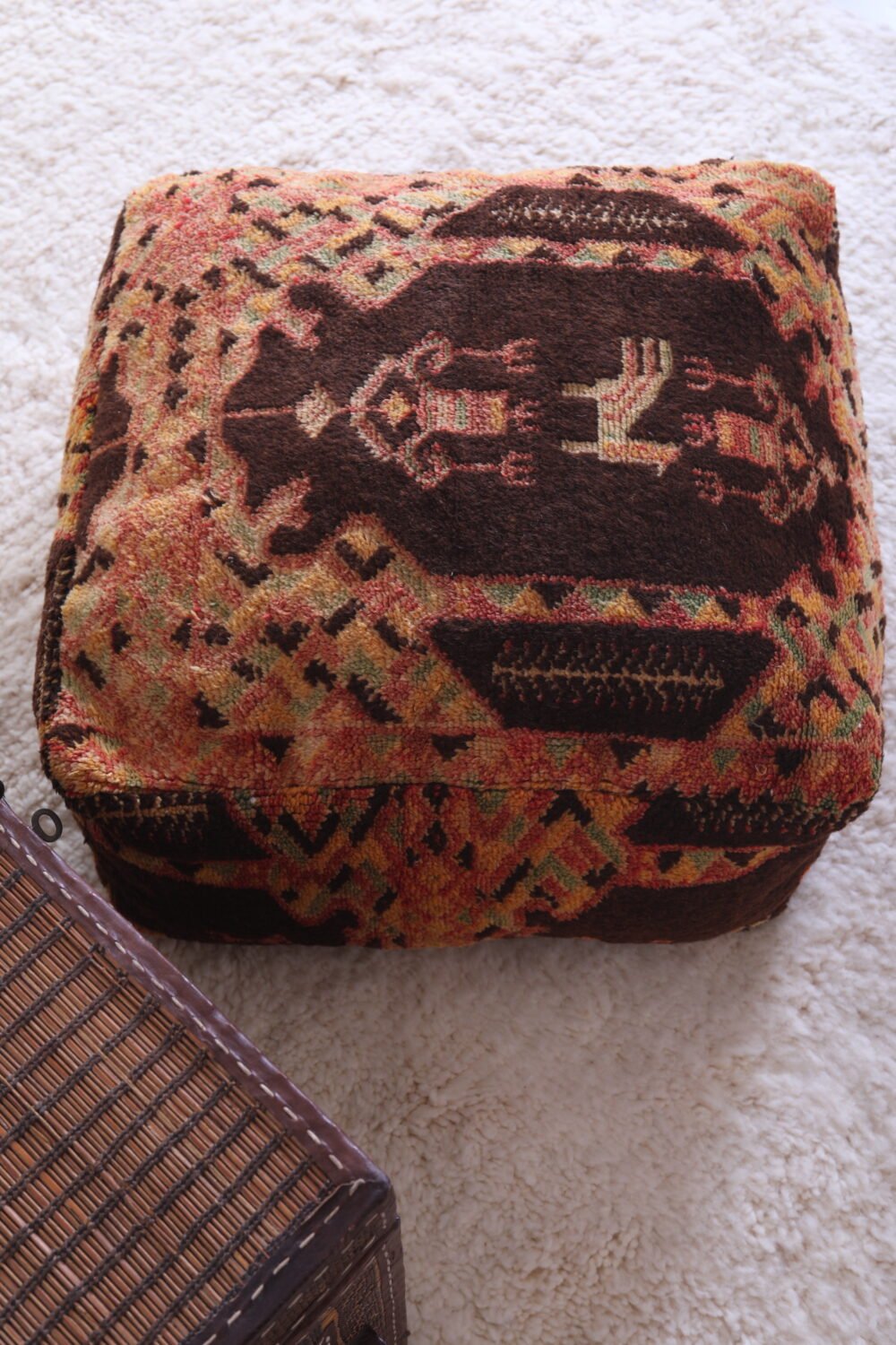 Vintage Handmade Moroccan Ottoman Pouf - Image 3