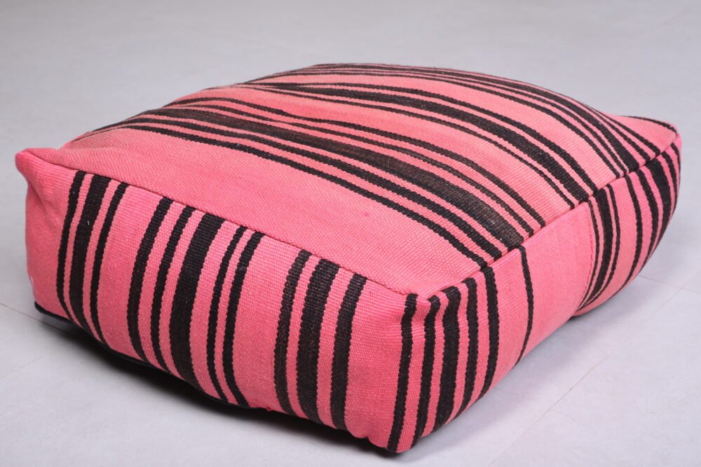 Pink & Black Striped Moroccan Poufs - Image 6