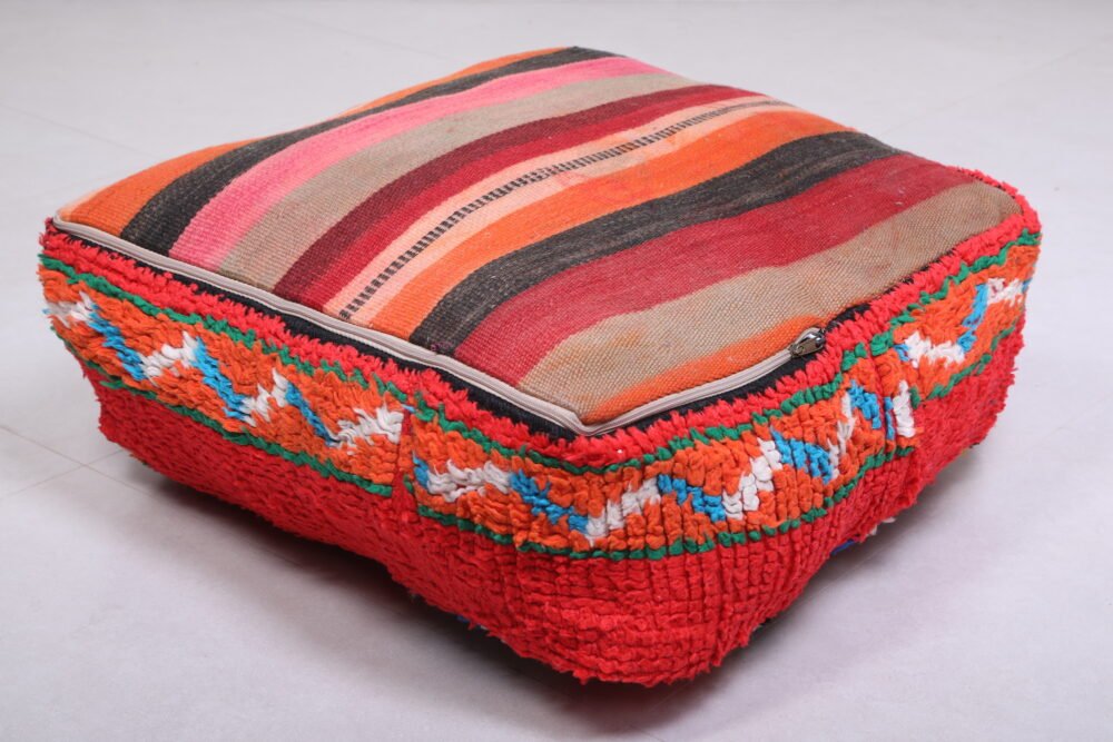 Red Berber Rug Pouf - Image 4