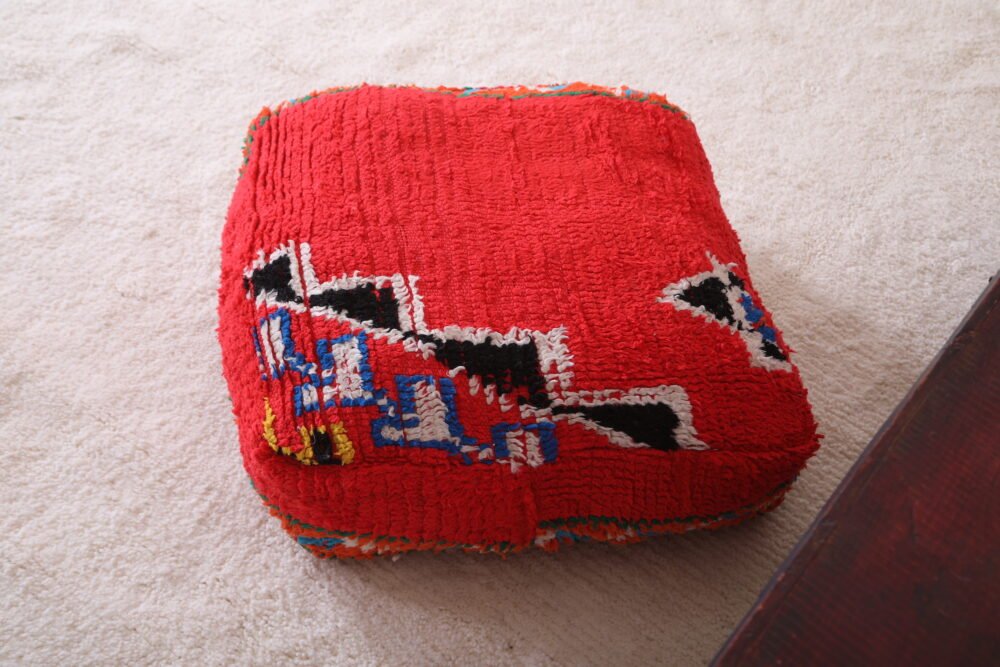 Red Berber Rug Pouf - Image 5