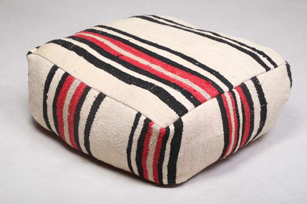 Moroccan Stripe Pouf Ottoman - Image 2