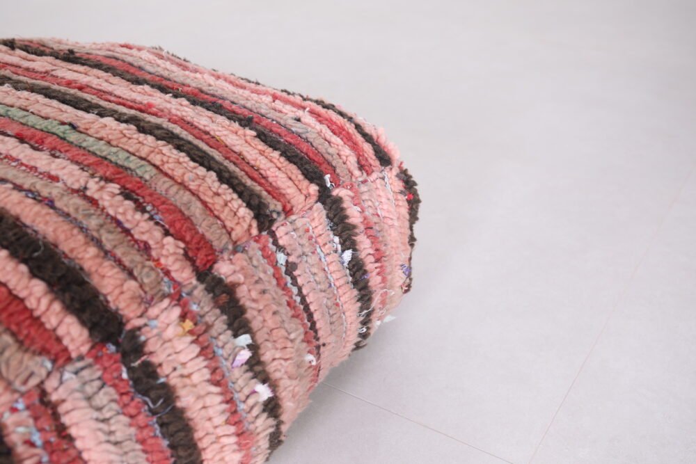 Vintage Striped Moroccan Wool Pouf - Image 2