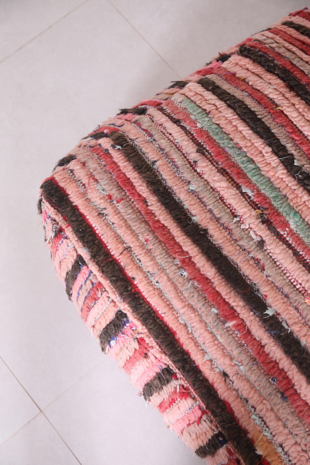 Vintage Striped Moroccan Wool Pouf - Image 3