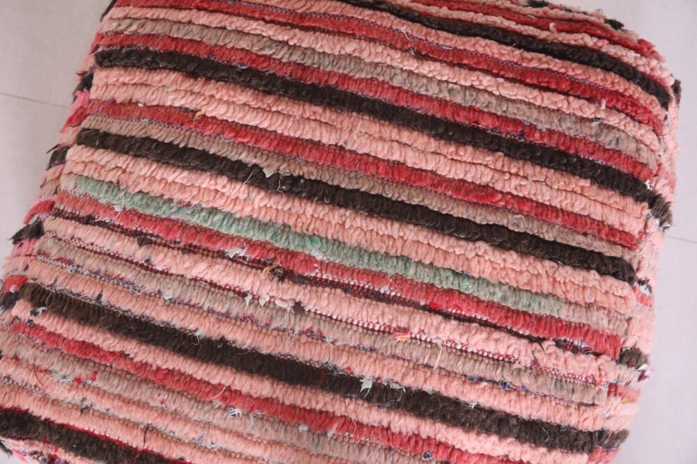 Vintage Striped Moroccan Wool Pouf - Image 4