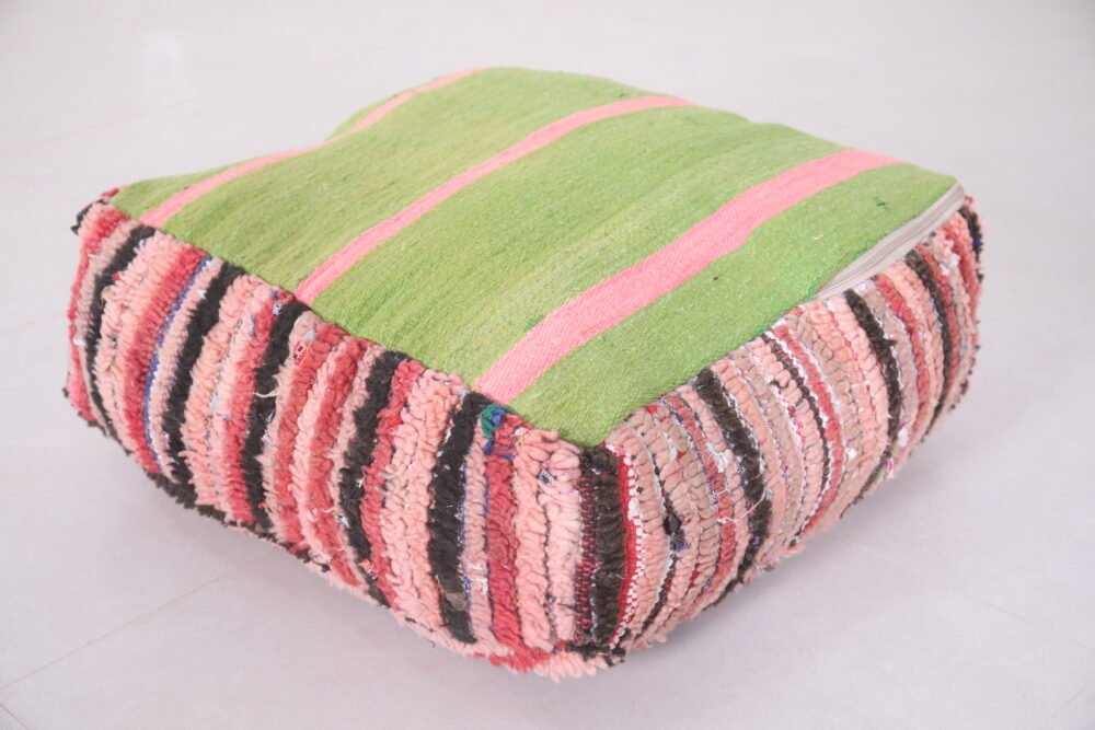 Vintage Striped Moroccan Wool Pouf - Image 5