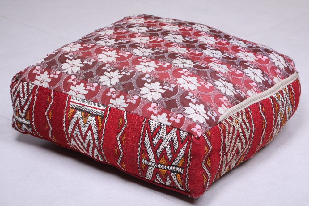 Red Moroccan Kilim Pouf - Image 4