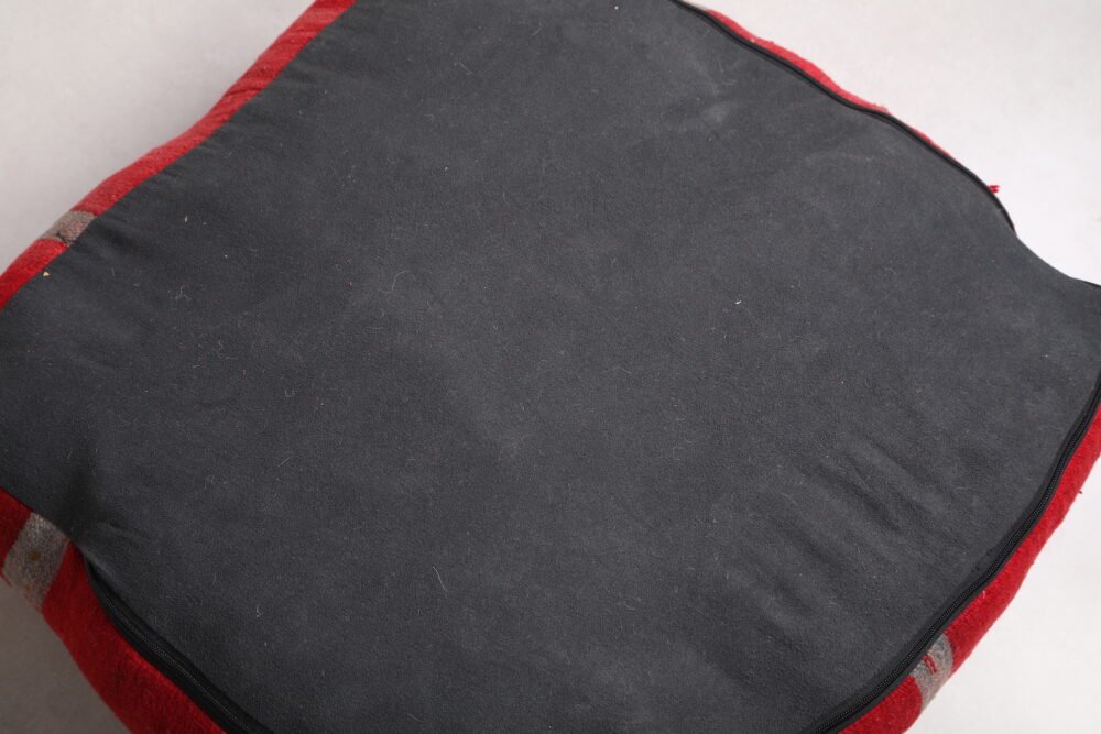 Red Moroccan Pouf Kilim Pouf - Image 7