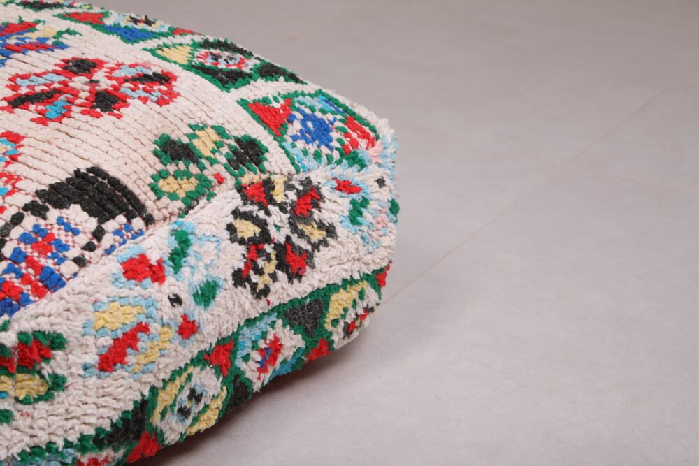 Colorful Moroccan Berber Handmade Kilim Pouf - Image 4