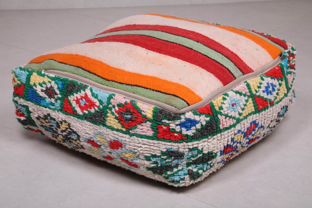 Colorful Moroccan Berber Handmade Kilim Pouf - Image 6