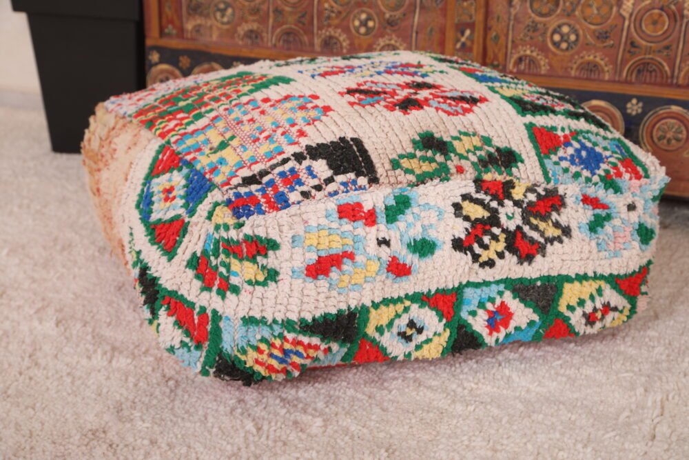 Colorful Moroccan Berber Handmade Kilim Pouf - Image 2