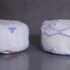 Round Handira Pouf in Pastel Pink & Blue