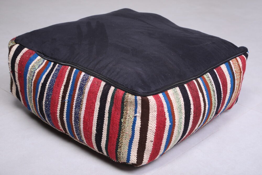 Multicolor Stripe Square Pouf - Image 5