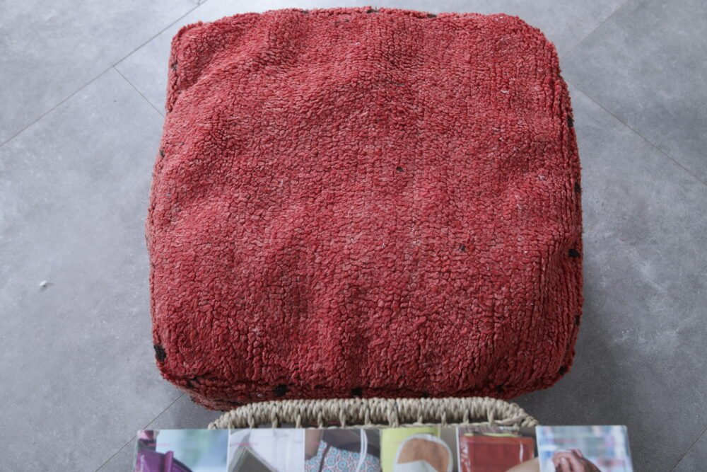 Red Moroccan Floor Pouf - Image 5