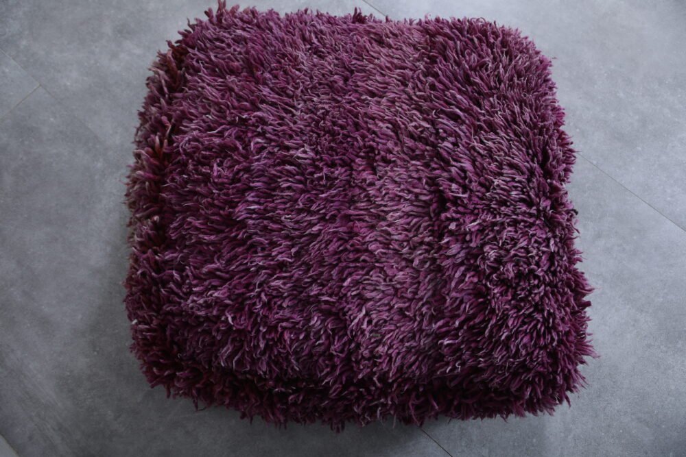 Moroccan Shaggy Floor Pouf - Image 3