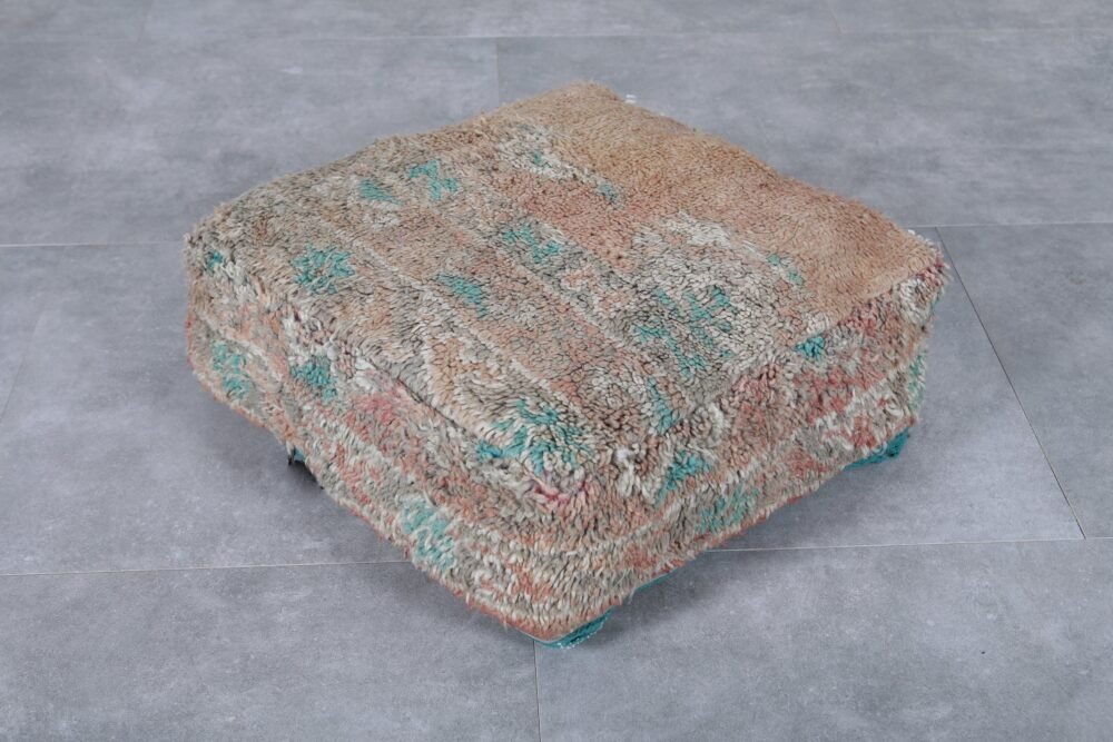 Vintage Earthy Berber Wool Poufs - Image 2