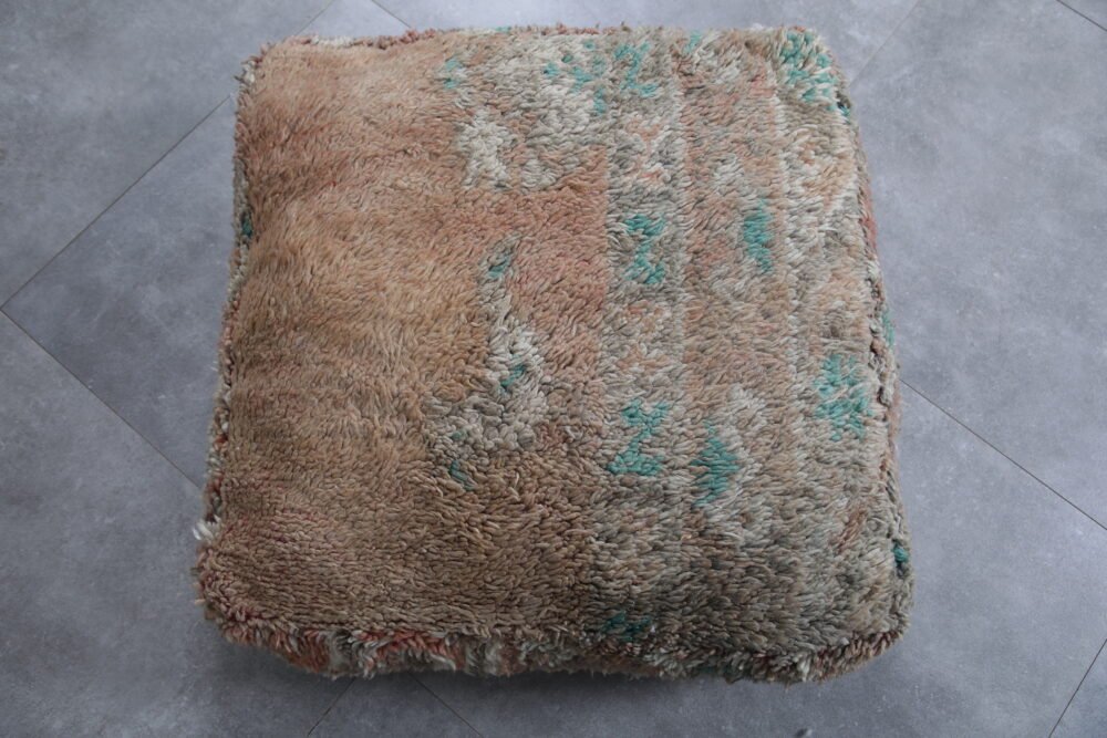 Vintage Earthy Berber Wool Poufs - Image 4