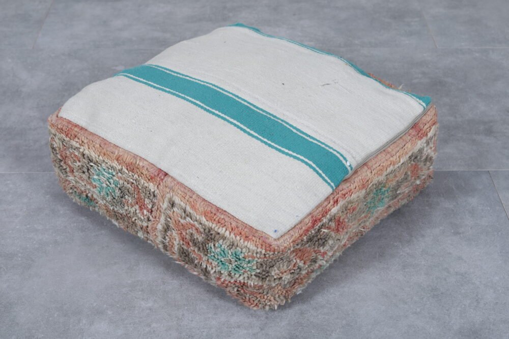 Vintage Earthy Berber Wool Poufs - Image 5