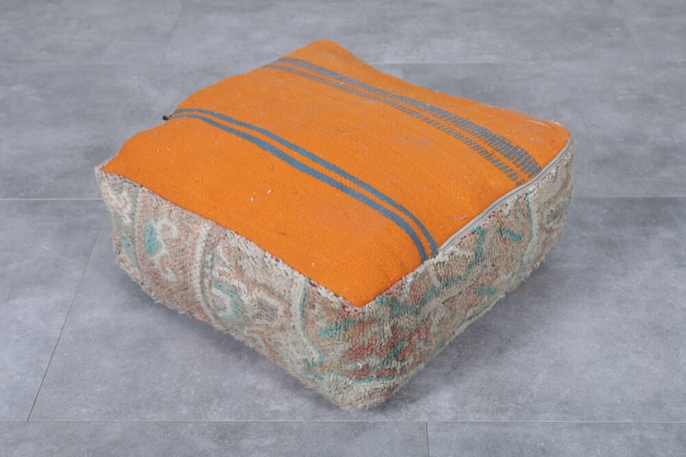 Vintage Earthy Berber Wool Poufs - Image 9