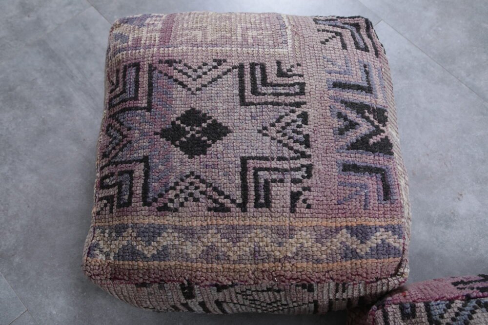Set of 2 Soft Purple Moroccan Kilim Poufs - Image 4