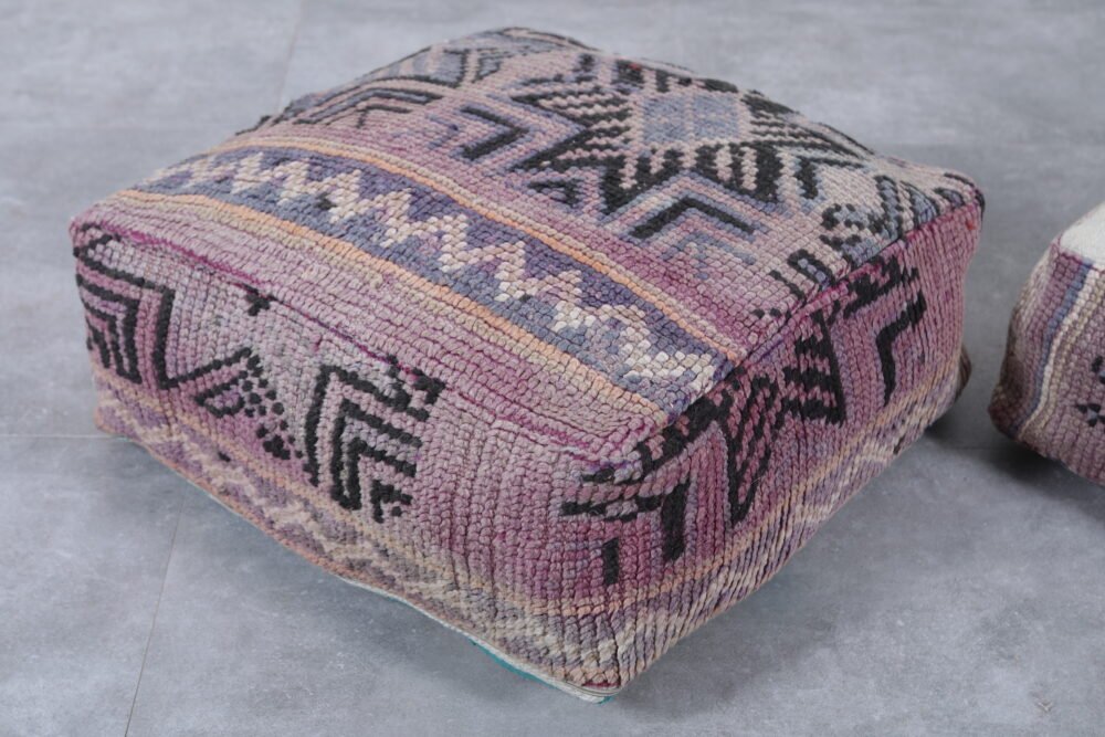 Set of 2 Soft Purple Moroccan Kilim Poufs - Image 5