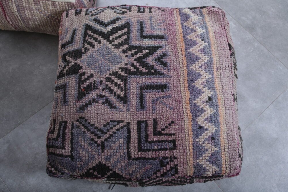 Set of 2 Soft Purple Moroccan Kilim Poufs - Image 7