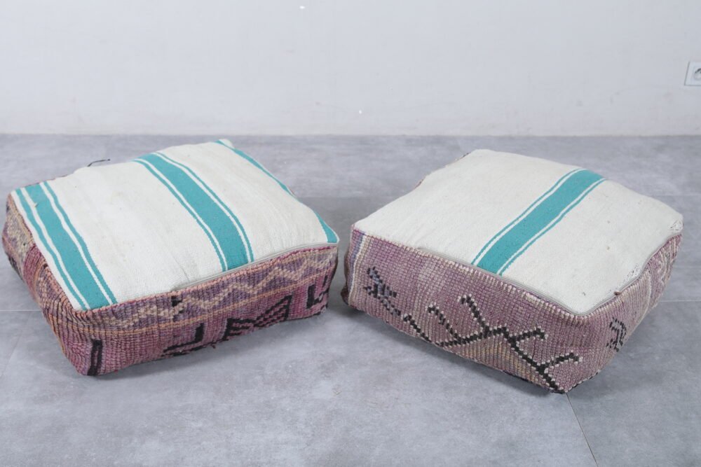 Set of 2 Soft Purple Moroccan Kilim Poufs - Image 8