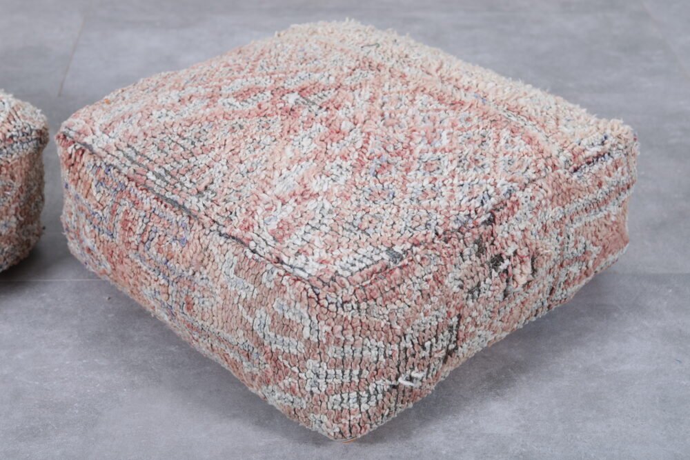 Pair of Moroccan Wool Ottomans Poufs - Image 2