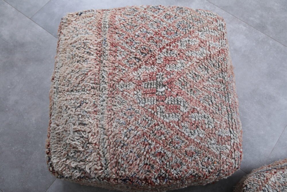 Pair of Moroccan Wool Ottomans Poufs - Image 4
