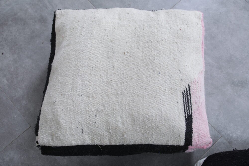 Modern Berber Black, White & Pink Floor Cushions - Image 4