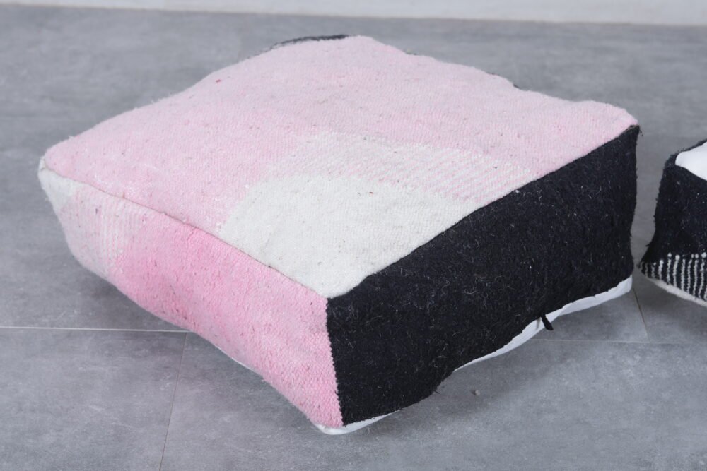 Modern Berber Black, White & Pink Floor Cushions - Image 5