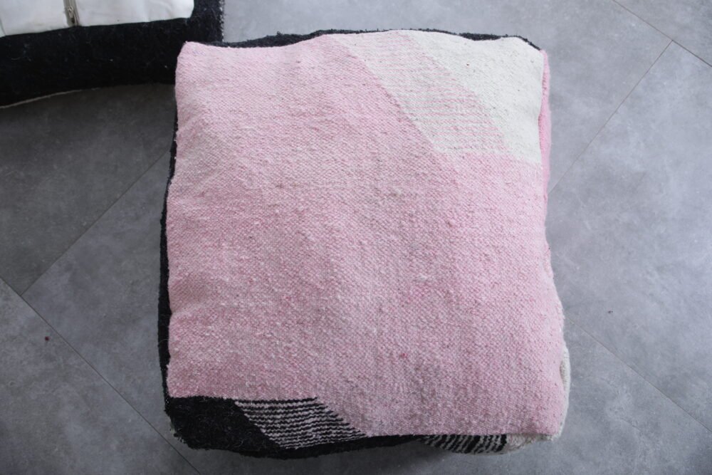 Modern Berber Black, White & Pink Floor Cushions - Image 7