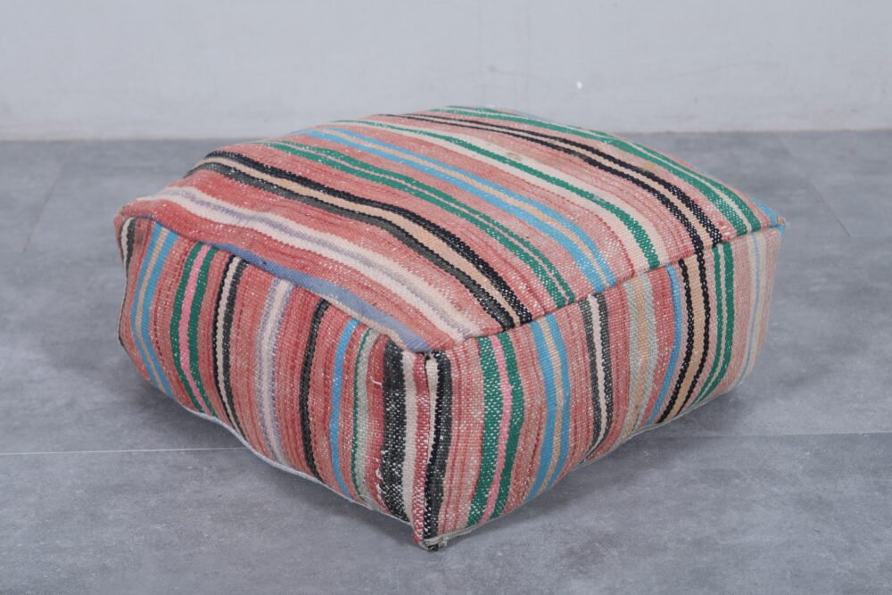 Multicolor Handwoven Moroccan Kilim Pouf - Image 2