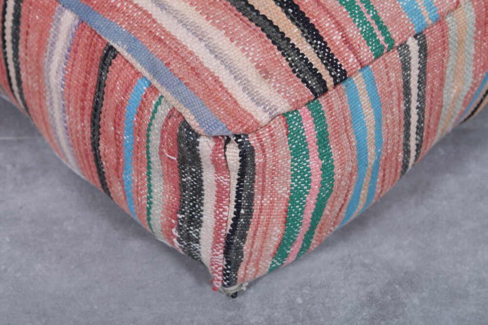 Multicolor Handwoven Moroccan Kilim Pouf - Image 3