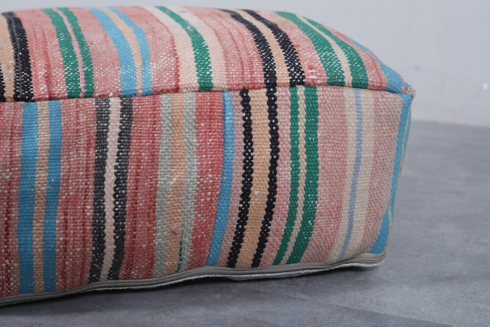 Multicolor Handwoven Moroccan Kilim Pouf - Image 4