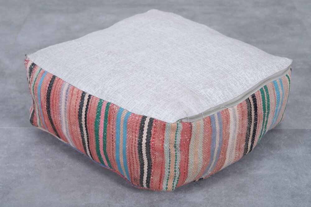 Multicolor Handwoven Moroccan Kilim Pouf - Image 6