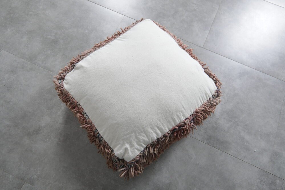 Pair of Shaggy Moroccan Floor Poufs - Image 5