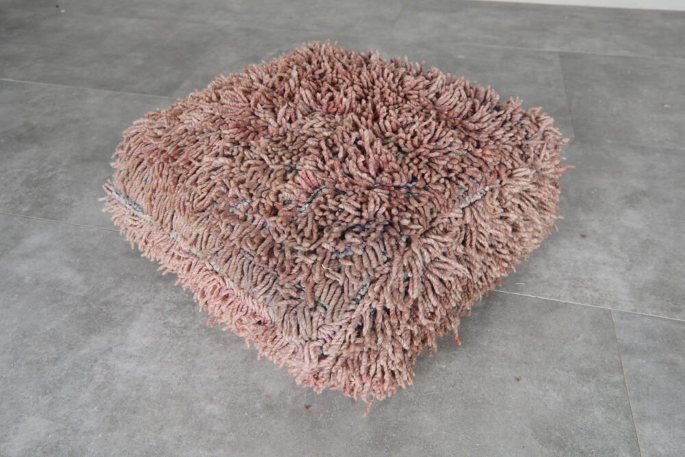 Pair of Shaggy Moroccan Floor Poufs - Image 6