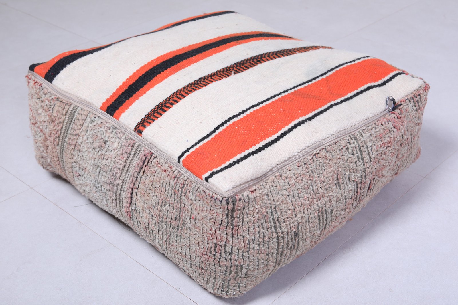 Soft Pink and Gray Ottoman Duo Poufs - Image 4