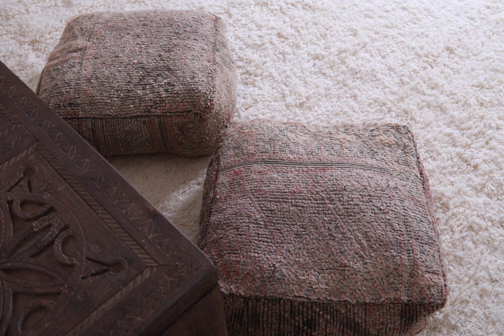 Soft Pink and Gray Ottoman Duo Poufs - Image 7