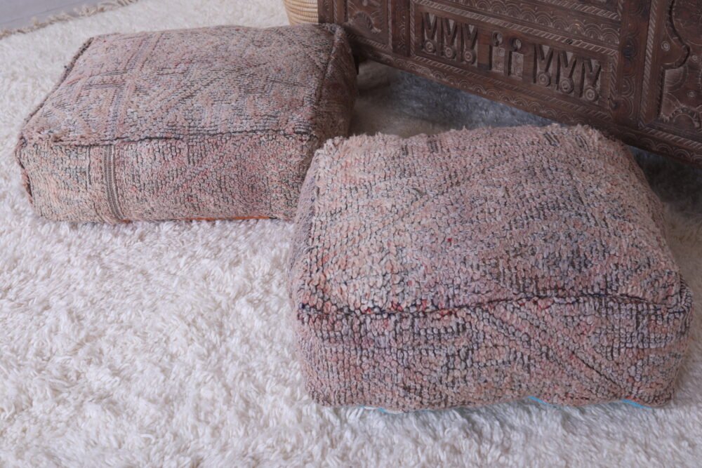 Soft Grey Moroccan Wool Poufs - Image 7