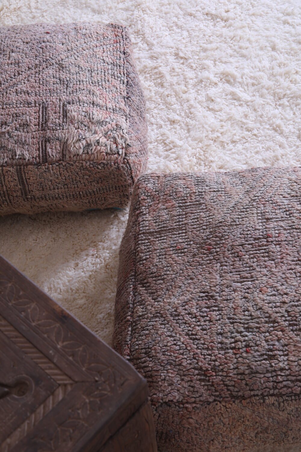 Soft Grey Moroccan Wool Poufs - Image 8