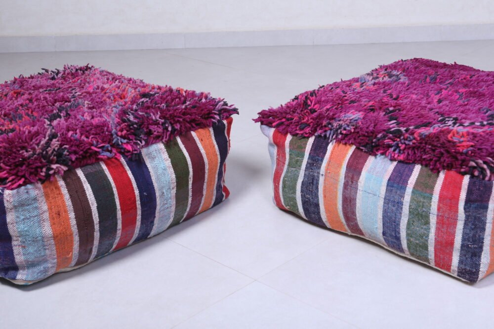 Striped and Purple Moroccan Poufs - Image 5