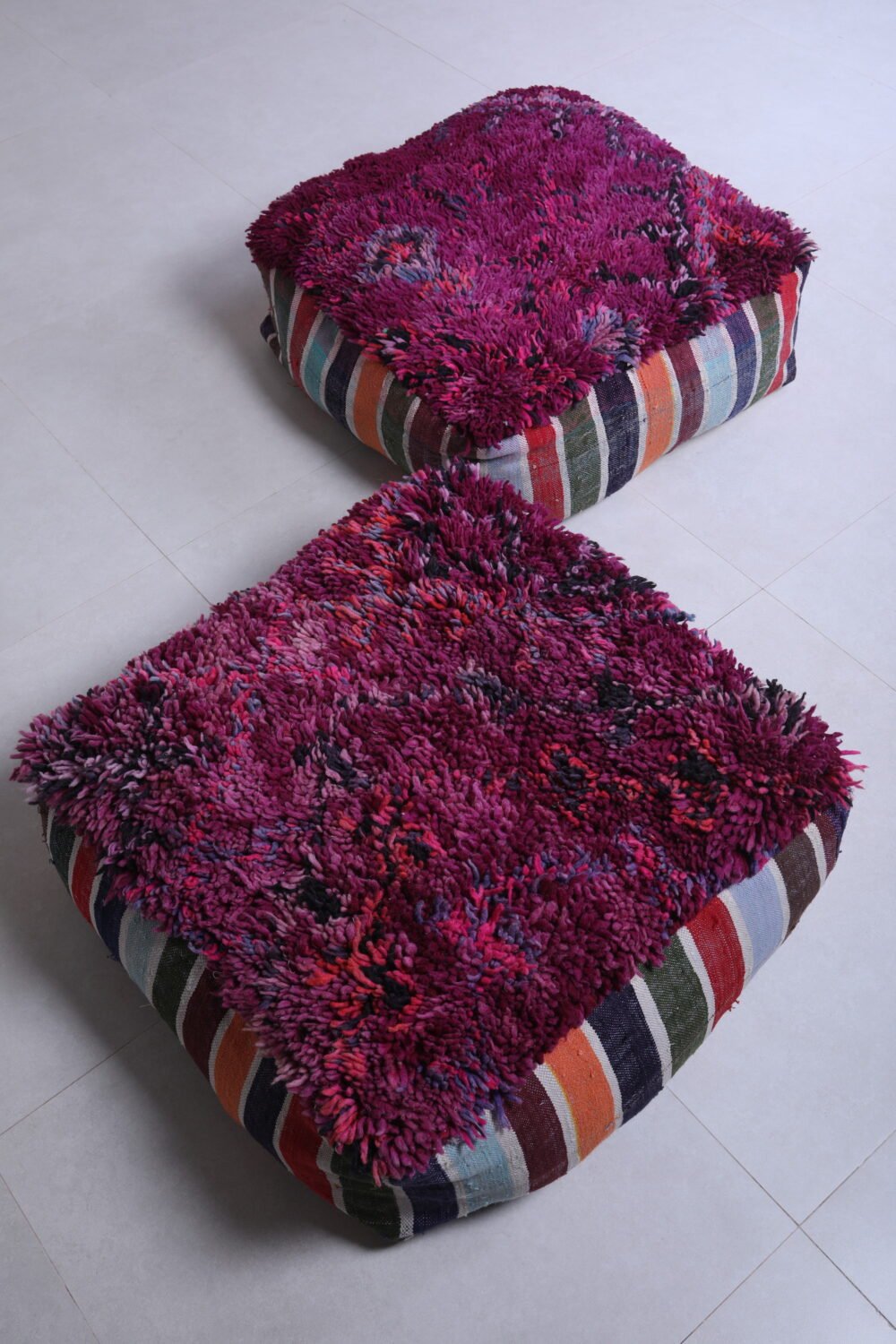 Striped and Purple Moroccan Poufs - Image 6