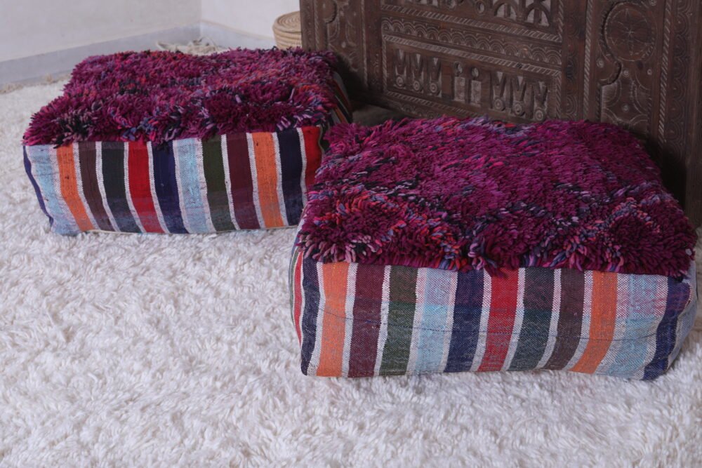 Striped and Purple Moroccan Poufs - Image 7