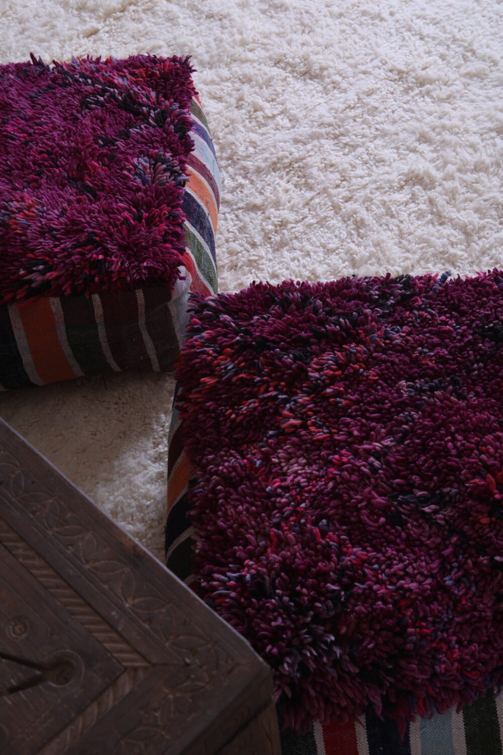 Striped and Purple Moroccan Poufs - Image 8