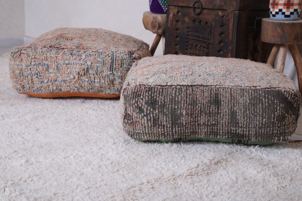 Vintage Wool Floor Cushions in Soft Pastels - Image 3