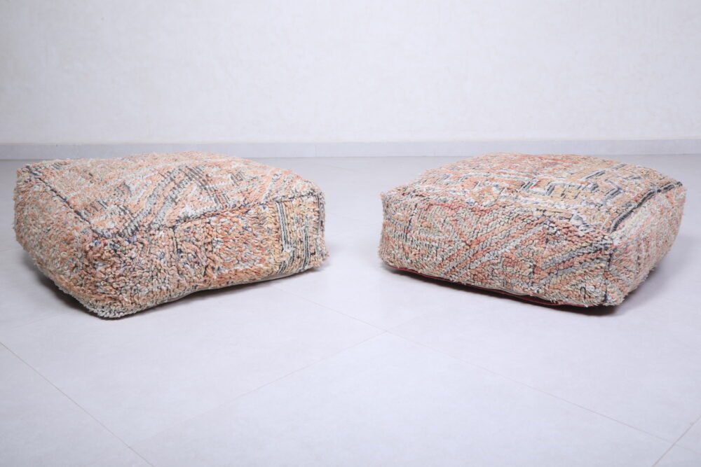 Peach and Cream Moroccan Pouf Set - Image 5